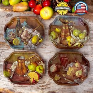 Vintage 4-Pack Elite Trays England Dessert Tea Service Fruit Small Trays 7.5"